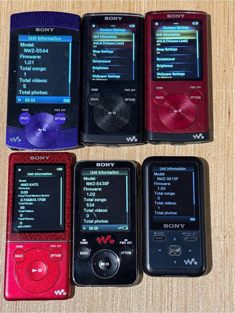 6-Sony Walkman FMRadio MP3 Digital Media Player NWZ-E438F/E473/2-E353-S615F-S544